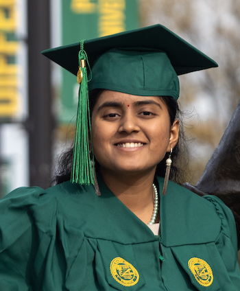 Shruti Sekar in cap and gown