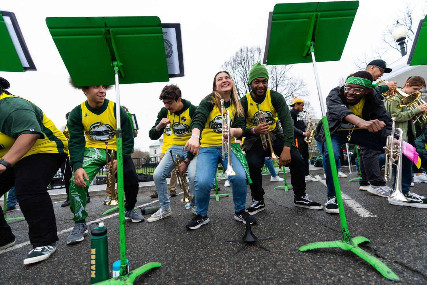 Students dance while they play in a line at the 2024 White House Easter Egg Roll on April 1, 2024. Photo by Joshua Cruse & Nathaniel Henry / Green Machine Ensembles