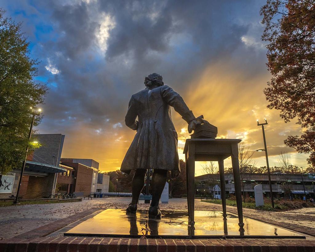 george mason statue in sunset