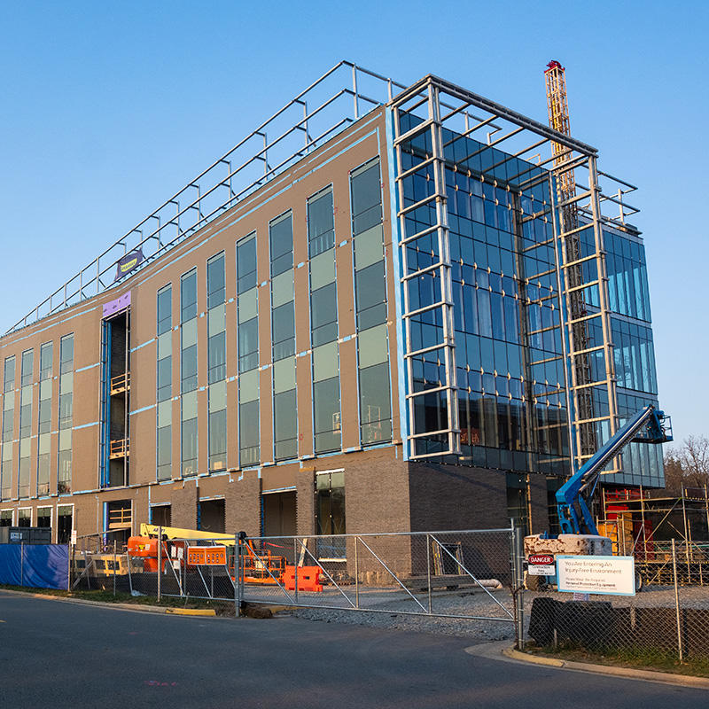 The new Life Sciences and Engineering Building under construction, with most of the external structure completed.