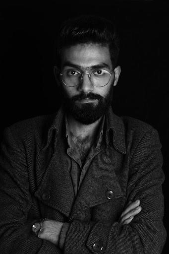 Syrian Artist Abdulrahman Naanseh in a black and white image.