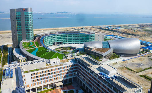an aerial view of Mason Korea's campus