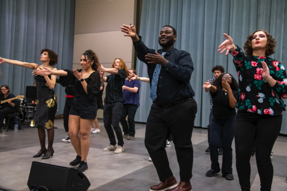 The cast of the upcoming production of Head Over Heels performed songs from the show during a presentation at ARTS! By George on September 25. Photo by Cable Risdon Photography.