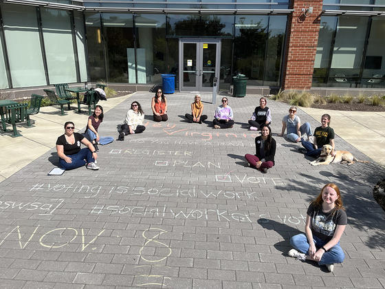 Voting is Social Work Chalk Art
