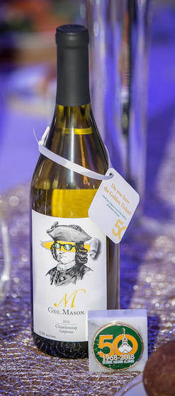 Close up shot of a Geo. Mason Wine bottle.