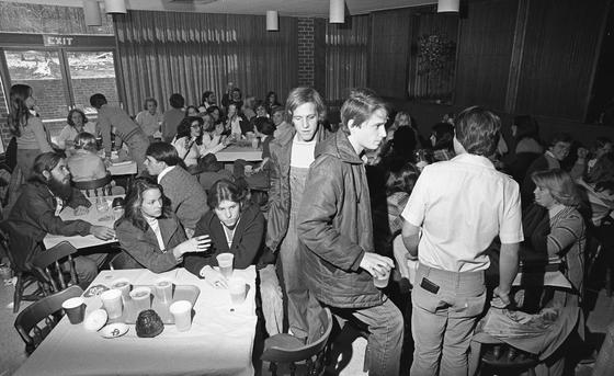 students gather in the Rathskeller, a place to hang out with friends at GMU.