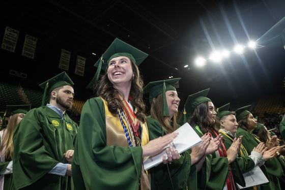 on the floor at Winter Commencement