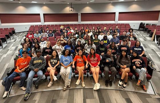 Governor's School students sit in the Verizon Auditorium on campus