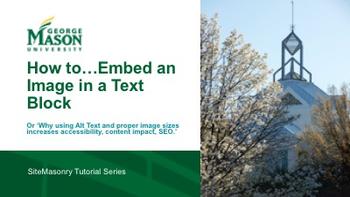 Cover slide for a SiteMasonry presentation teaching correct image embed methods