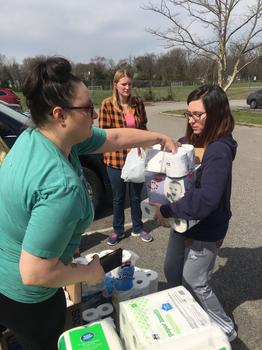 Students volunteering at Donation Drive