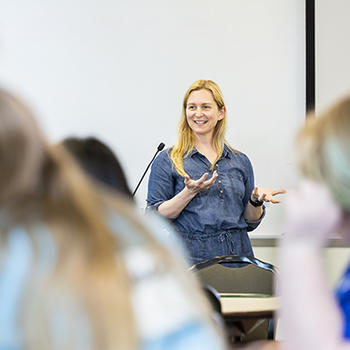 April Mattix Foster leads a session on intercultural competency