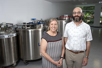 Carey Drews-Botsch and Michael Bloom in the biobank