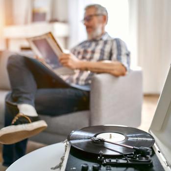 man listening to music