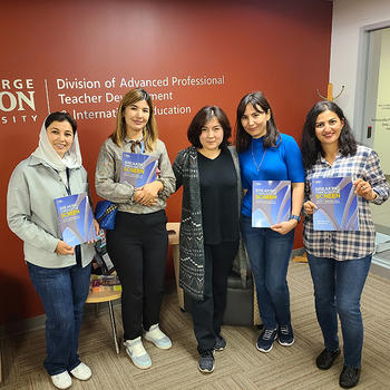 Teachers from Uzbekistan pose on Fairfax Campus