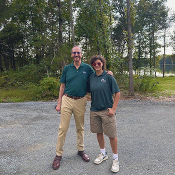 Paul Gilbert (left) and Bella Trimner pose at Reservoir Park